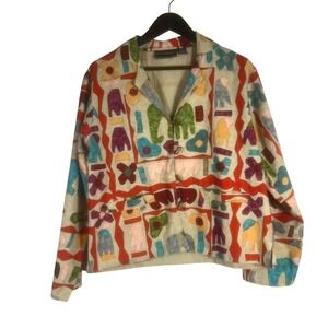 VTG New Identity Women's Jacket Size M‎ Colorful Appliqué Cotton Boho India